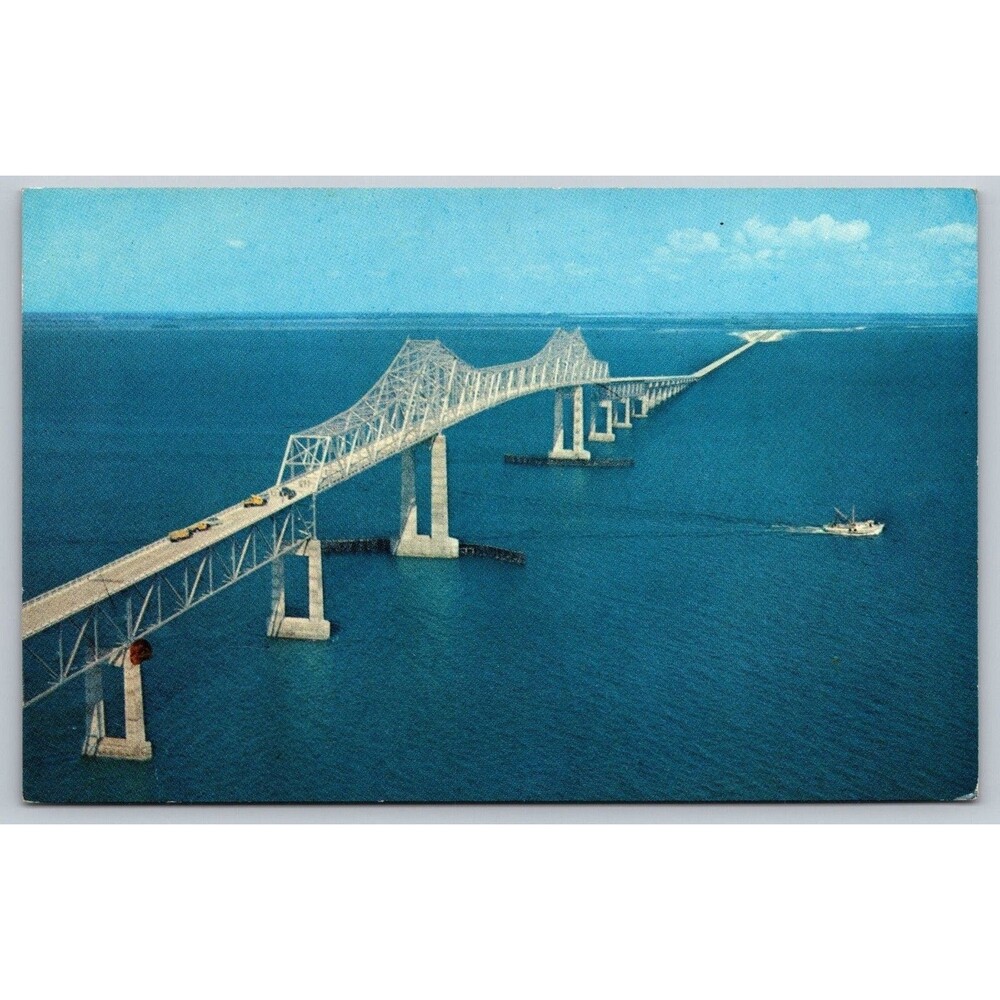 Vtg Sunshine Skyway Bridge Postcard Tampa Bay Florida HS Crocker HSC-F1 Chrome
